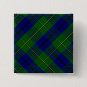 Johnstone tartan blue green plaid 15 cm square badge