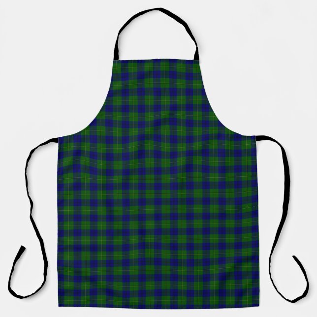 Johnstone tartan blue green plaid apron (Front)