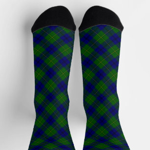 Johnstone tartan blue green plaid socks