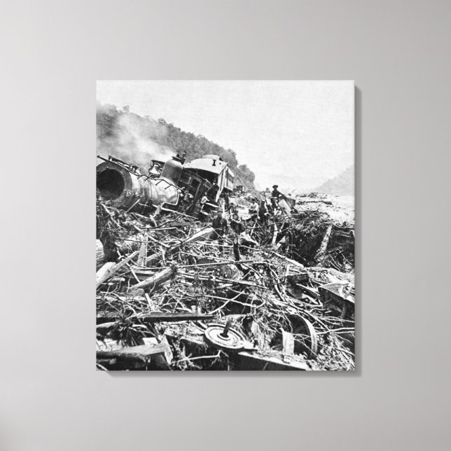 Johnstown Flood Train Wreck Vintage 1889 Canvas Print (Front)