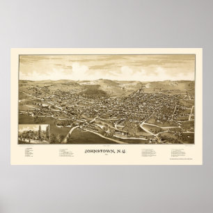 Johnstown, NY Panoramic Map - 1888 Poster