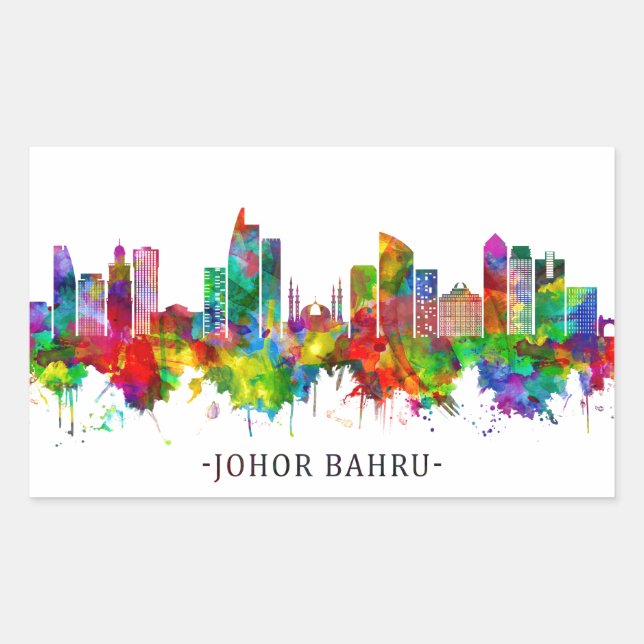 Johor Bahru Malaysia Skyline Rectangular Sticker (Front)