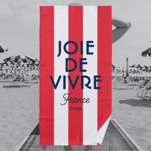 Joie De Vivre France Red Cabana Stripe French Beach Towel