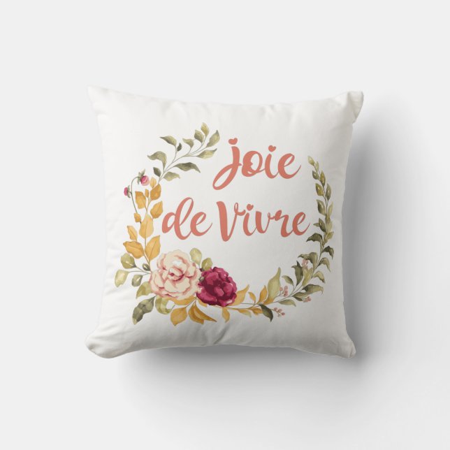 Joie de Vivre French Saying Cushion (Front)