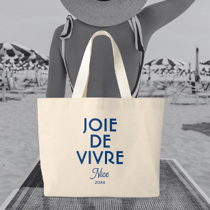 Joie De Vivre Nice Custom Year French  Large Tote Bag