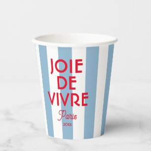 Joie De Vivre Paris French Blue Cabana Stripe Paper Cups
