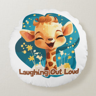 Joie (Laughing at the Shrapnel) - Laughing Out Lou Round Cushion