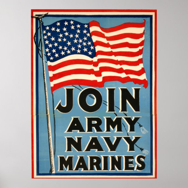 Join Army, Navy, Marines WPA 1917 Poster (Front)