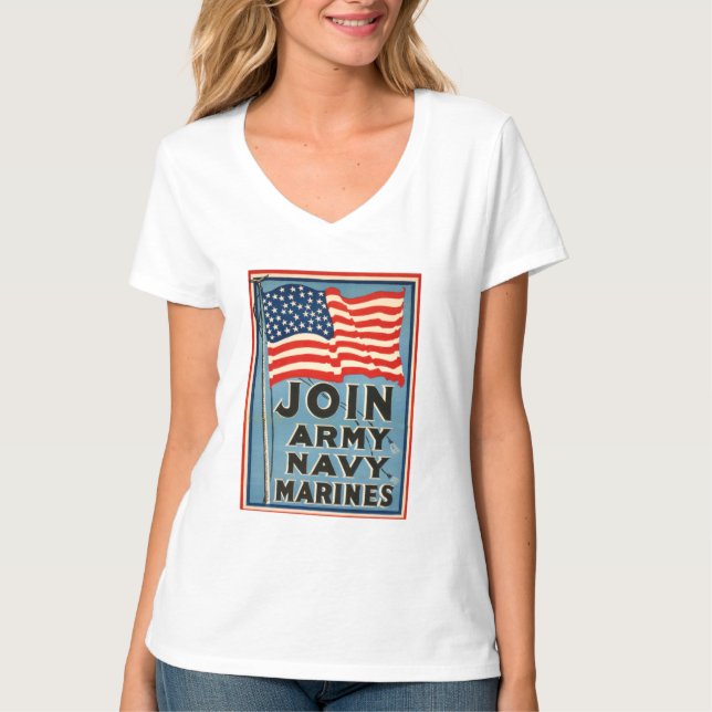 Join Army, Navy, Marines WPA 1917 T-Shirt (Front)