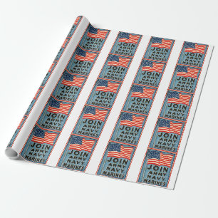 Join Army, Navy, Marines WPA 1917 Wrapping Paper