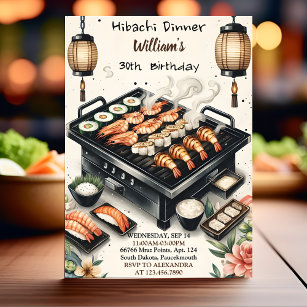 Join Chef Bbq Japanese Sushi Hibachi 30th Birthday Invitation