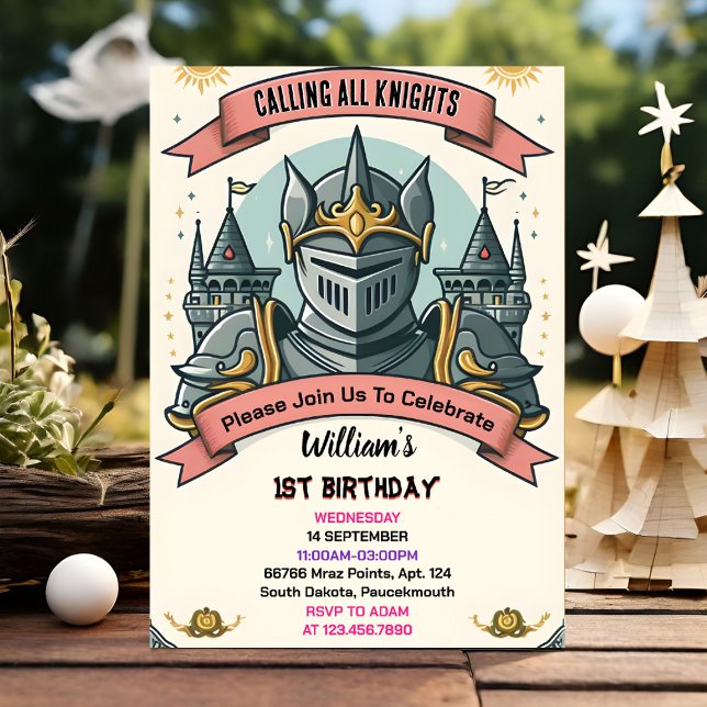 Join Cute Kids Hero Boys Girls Knight 1st Birthday Invitation (Creator Uploaded)