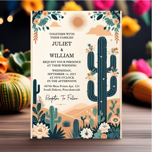 Join Elegant Fiesta Cactus Floral Mexican Wedding Invitation (Creator Uploaded)