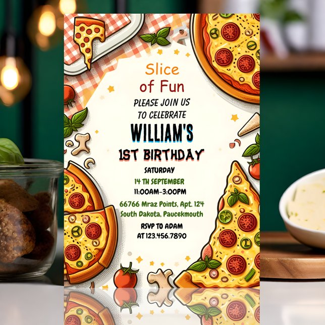 Join food boy girl teen pizza first 1st birthday invitation (Creator Uploaded)