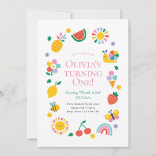 Join in the Fun Coloful Playful First Birthday Invitation