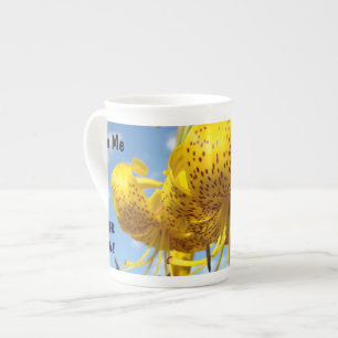 Join Me for Tea! Bone China Mug Lily Flowers