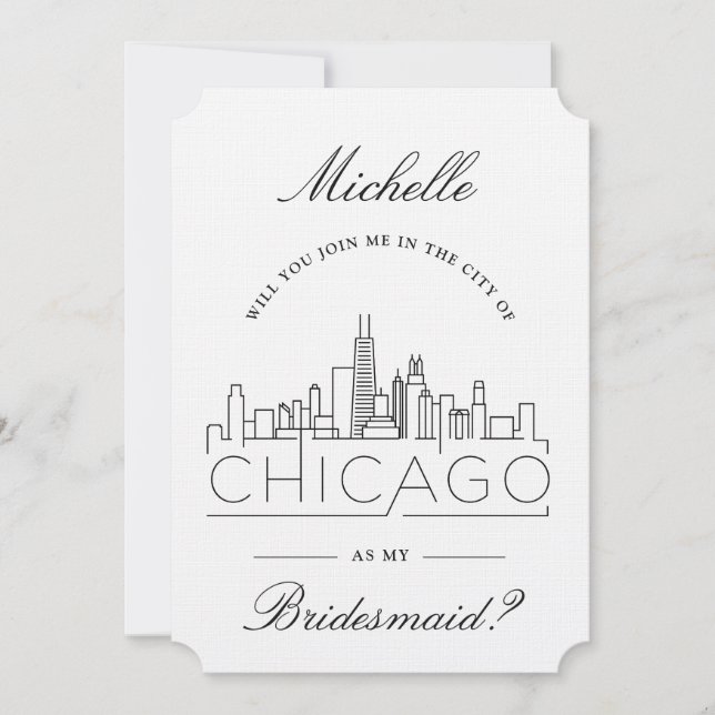Join Me in Chicago | Bridal Party Request Invitation (Front)