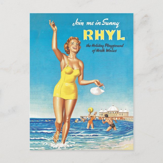 Join Me in Sunny Rhyl Postcard (Front)