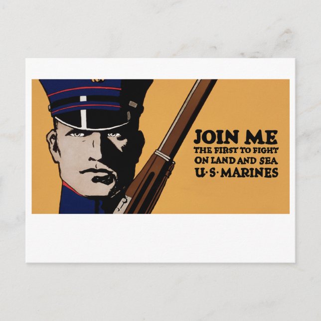 Join Me ~ US Marines Postcard (Front)