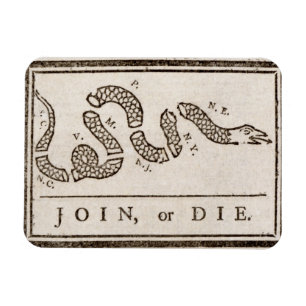 Join or Die Benjamin Franklin Political Cartoon   Magnet
