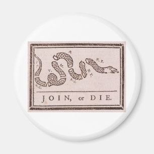 Join or Die Benjamin Franklin Political Cartoon Magnet