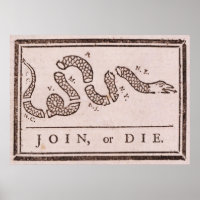 Join or Die Benjamin Franklin Political Cartoon