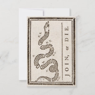 Join or Die Benjamin Franklin Political Cartoon Thank You Card