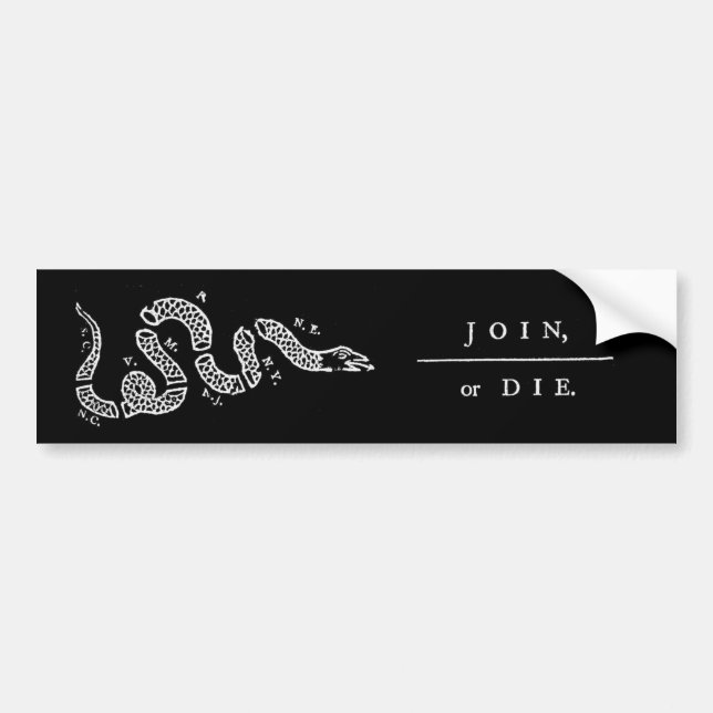 Join or Die (black) Bumper Sticker (Front)