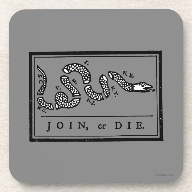 Join Or Die Cartoon, 1754 Coaster (Front)