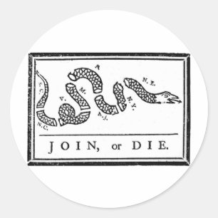 Join Or Die Classic Round Sticker