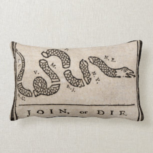 Join or Die Political Cartoon by Benjamin Franklin Lumbar Cushion