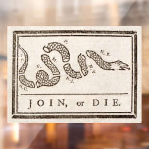 Join or Die Rattlesnake: Cartoon Benjamin Franklin