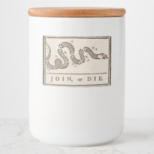 Join or Die Rattlesnake: Cartoon Benjamin Franklin Food Label