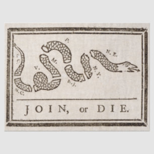 Join or Die Rattlesnake: Cartoon Benjamin Franklin Tissue Paper