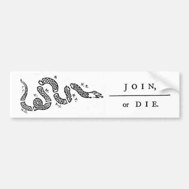 Join or Die (white) Bumper Sticker (Front)