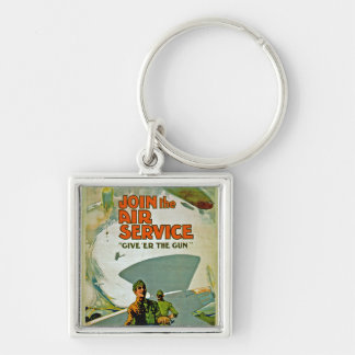 Join The Air Service ~ Give 'Er The Gun Key Ring