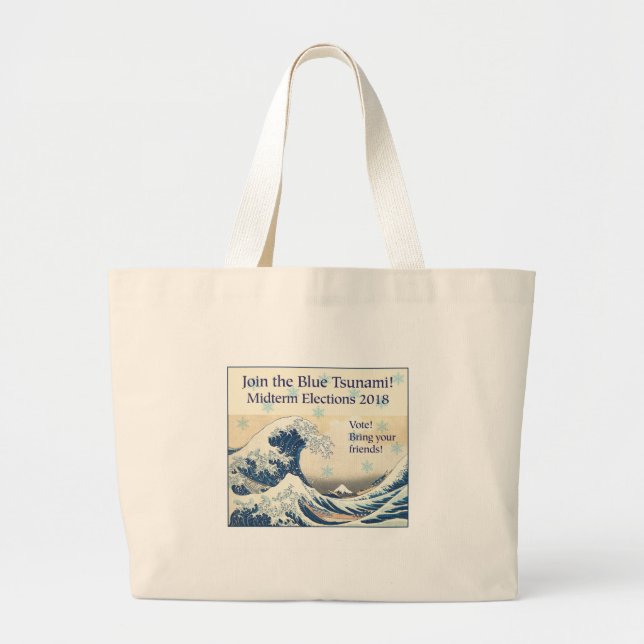 Join the Blue Tsunami Large Tote Bag (Front)