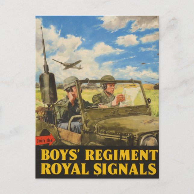 Join the Boys' Regiment Royal Signals Vintage Postcard (Front)