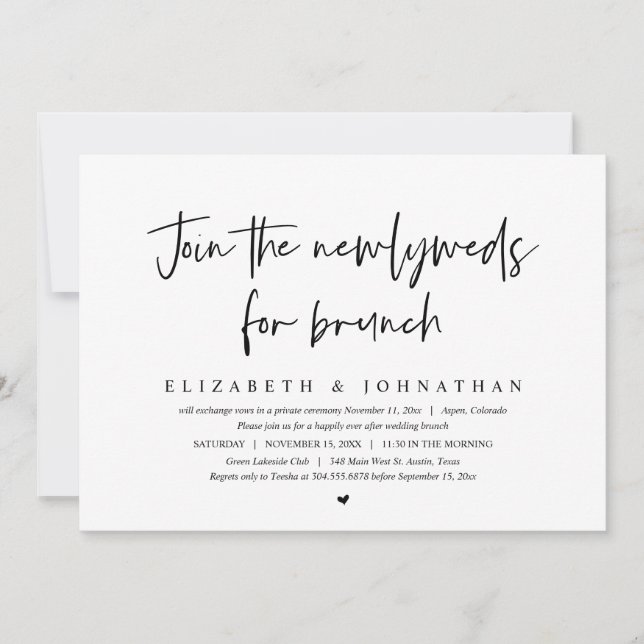 Join The Newlyweds For Wedding Elopement Brunch Invitation (Front)