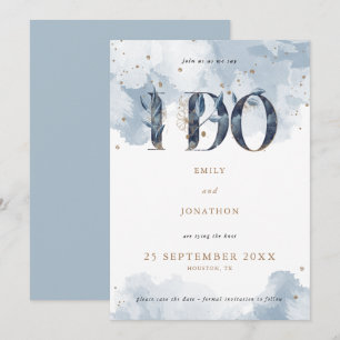 Join Us As We Say i Do Decorated Leaf Gold Blue Save The Date