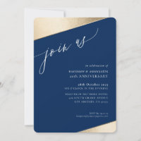 JOIN US calligraphy classy formal gold edge navy