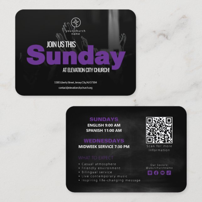 Join Us Church Invitation Calling Card Template (Front/Back)