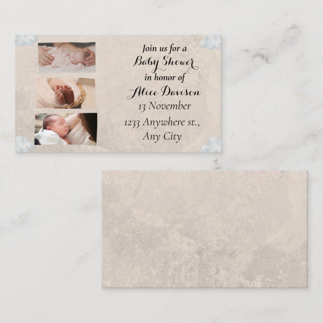 Join us for a Baby Shower in honour Enclosure Card (Front/Back)