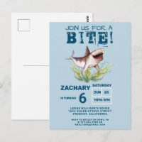 Join Us For a Bite Funny Shark Boys Birthday Party