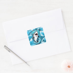 Join Us For a Bite Shark Square Sticker