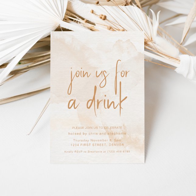 Join Us For A Drink Beige Party Invitation (Creator Uploaded)