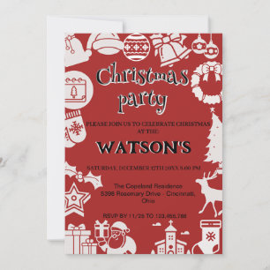 "Join Us for a Holly Jolly Christmas Party!" Invitation