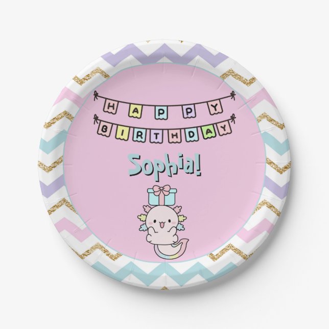 Join us for A LOTL fun! Birthday Axolotl  Paper Plate (Front)