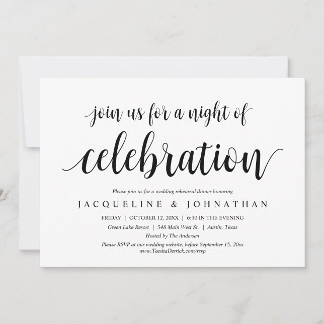Join us for a night of rehearsal celebration invitation (Front)