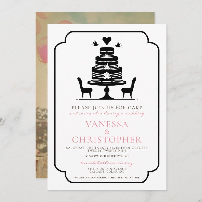 Join Us For Cake Wedding Invitation (Front/Back)